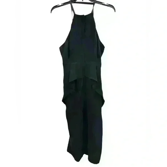 Rachel Comey Black cocktail halter peplum front slit dress Sz 2 - Picture 3 of 10